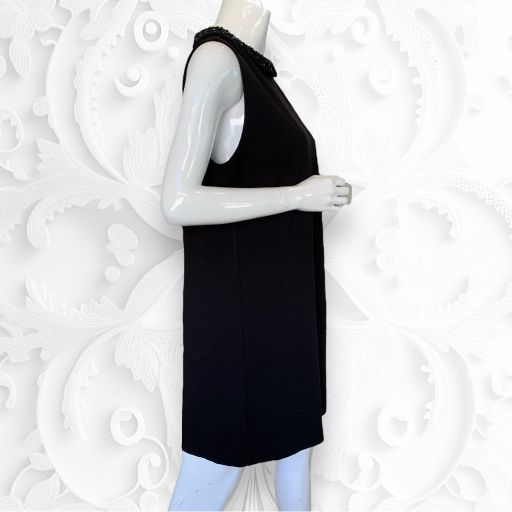 CYNTHIA ROWLEY BLACK PARTY DRESS WITH BEADED COLLAR. WOMEN’S SIZE 12 - Picture 4 of 8